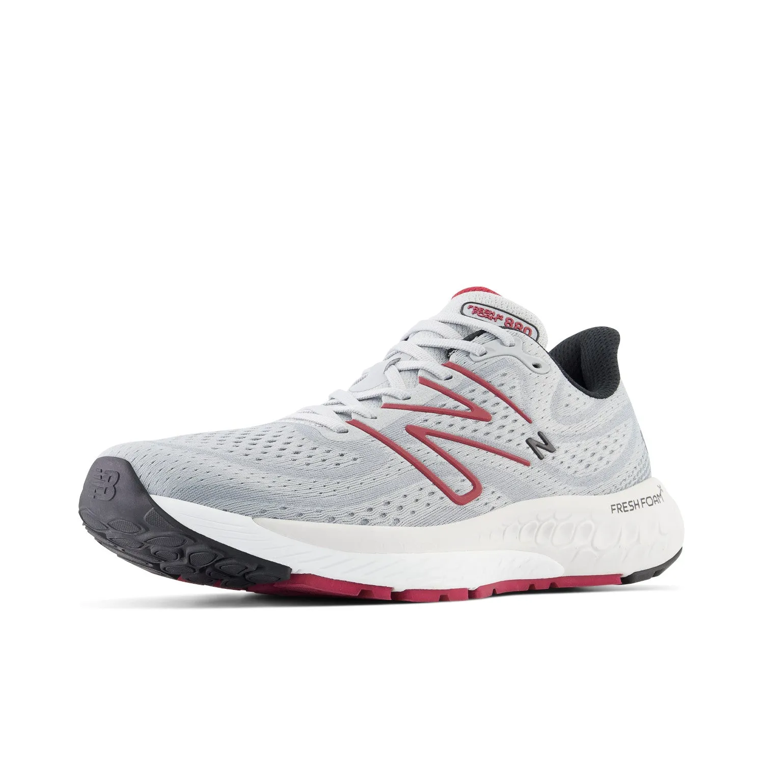 Men's New Balance Fresh Foam X 880v13 Color: Aluminum Grey with Crimson and Black