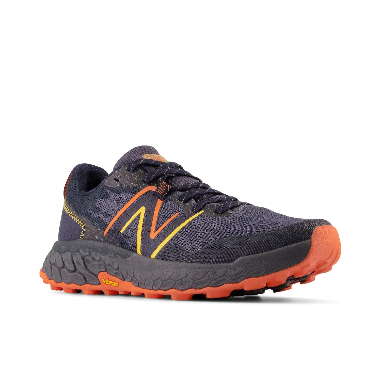 Men's New Balance Fresh Foam X Hierro v7 Color: Thunder with Vibrant Orange and Vibrant Apricot