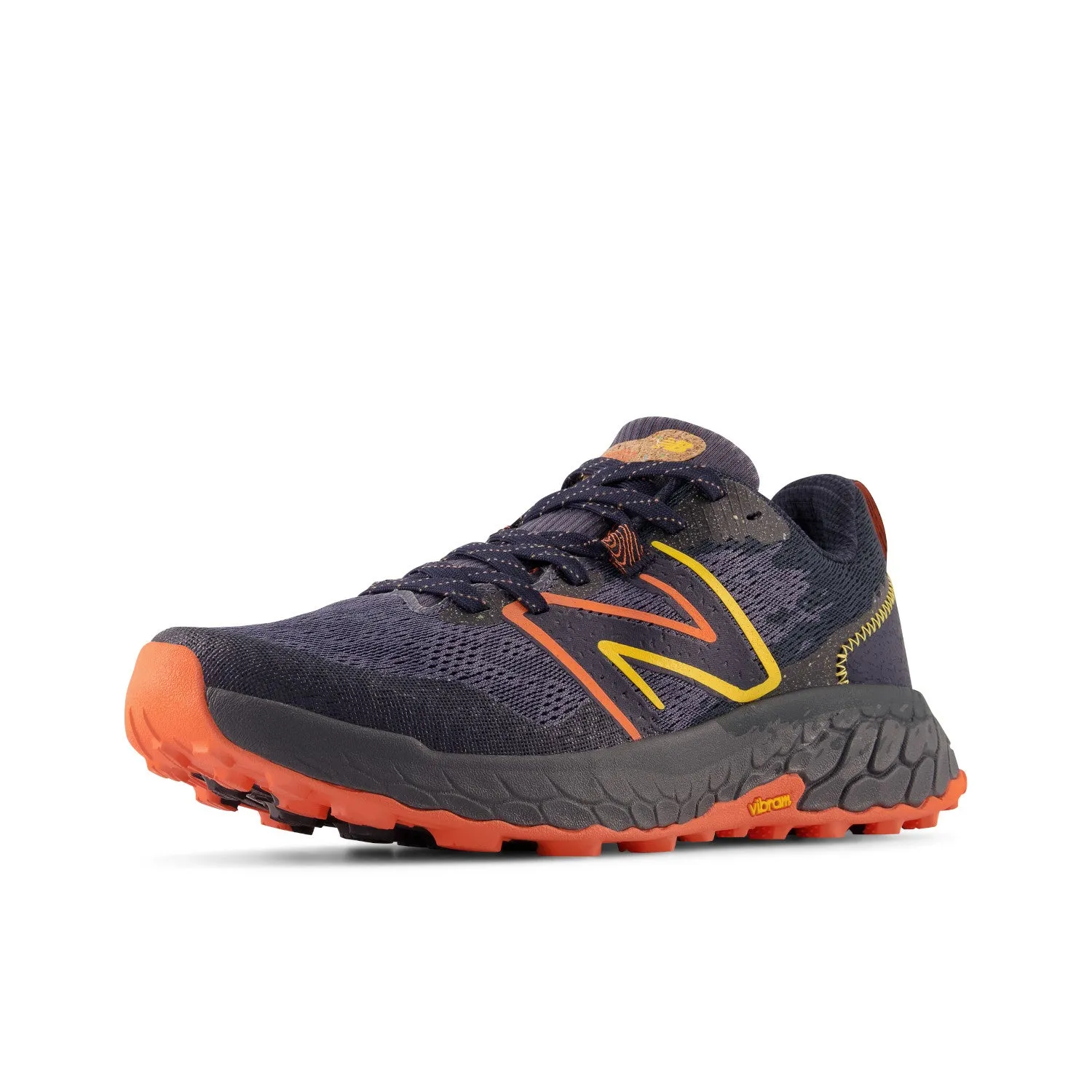 Men's New Balance Fresh Foam X Hierro v7 Color: Thunder with Vibrant Orange and Vibrant Apricot