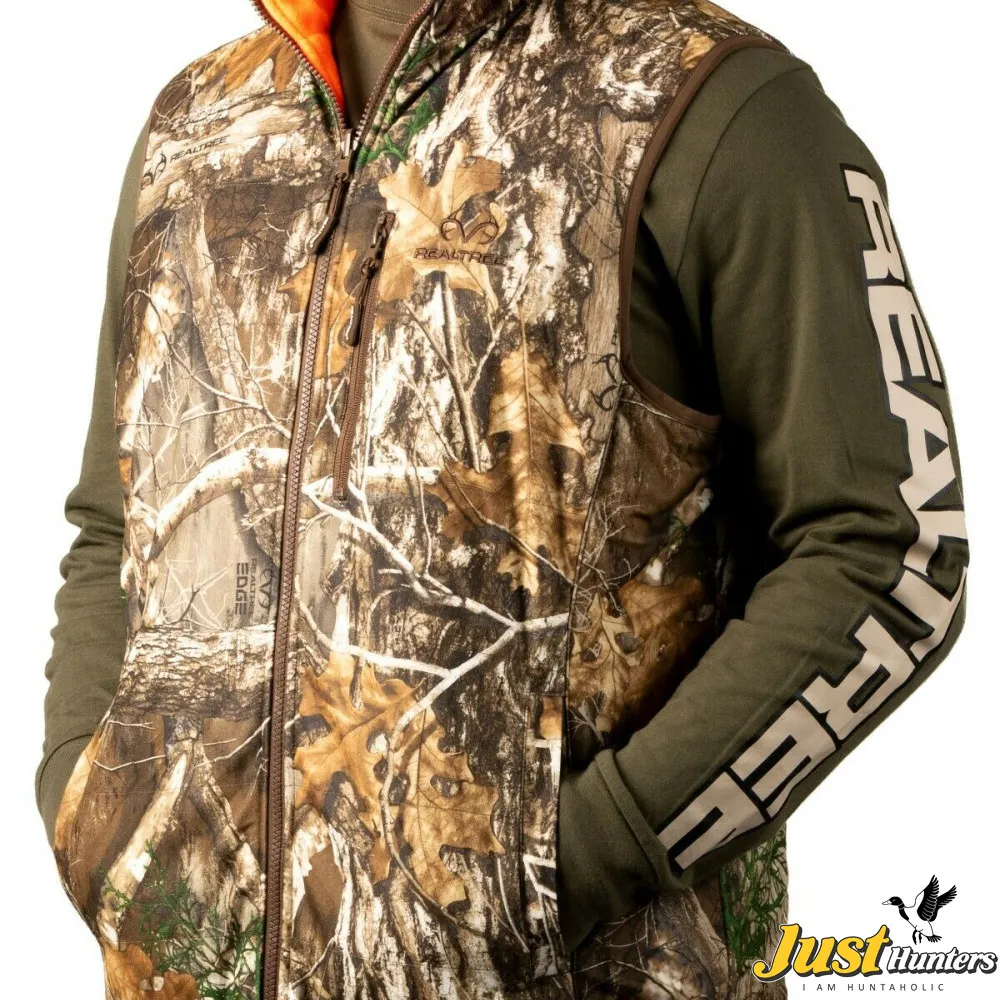 Men\'s Realtree Edge Reversible Camo Vest Edge/Blaze Orange Side Pockets