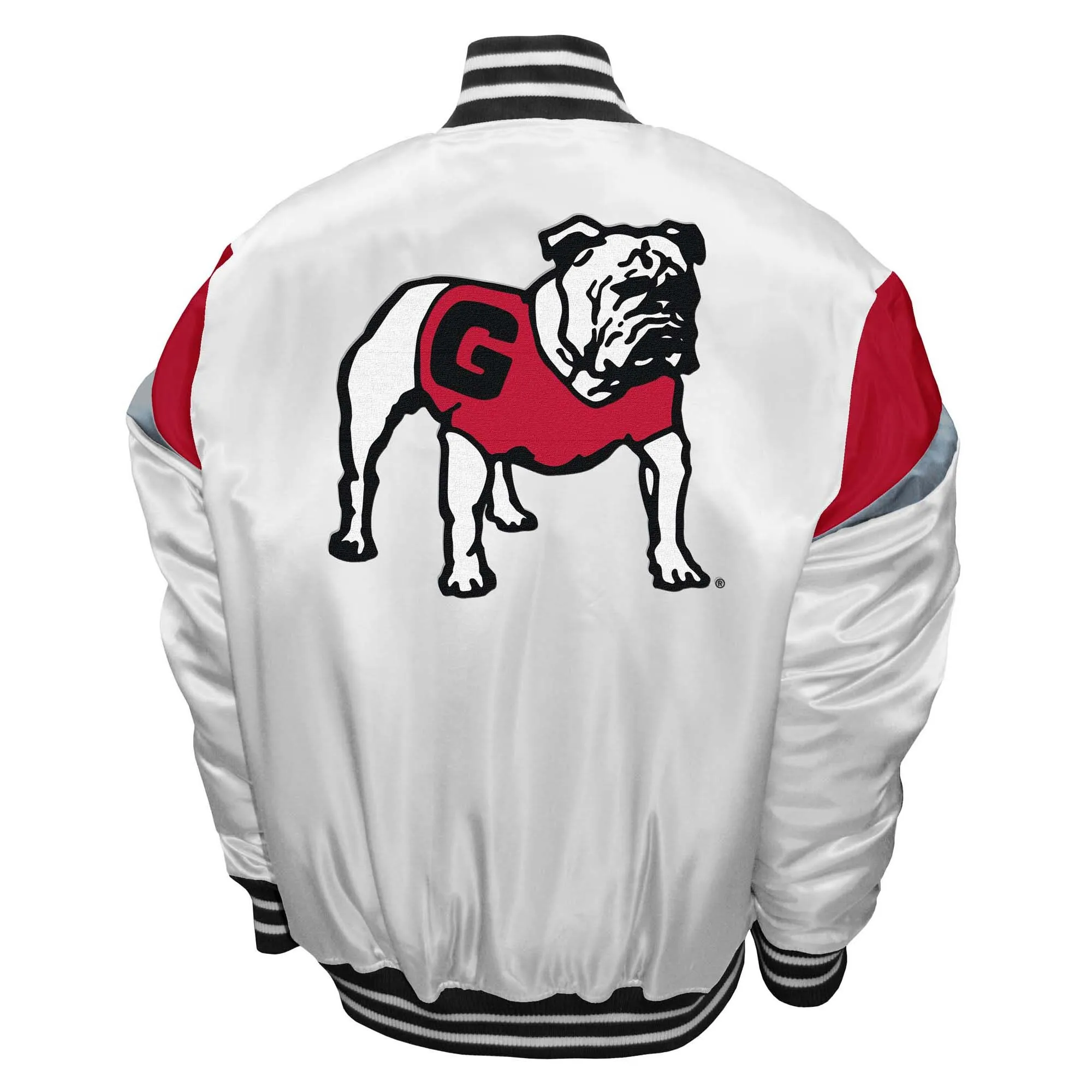 Men's Franchise Club White Georgia Bulldogs Power Satin Full-Snap Jacket