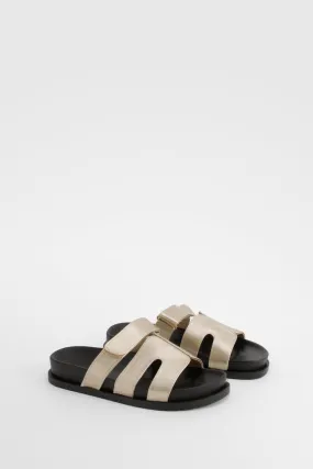 Metallic Cut Out Detail Sandals