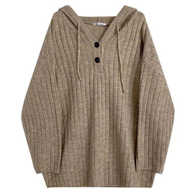 Mocha Knit Button Up Hoodie