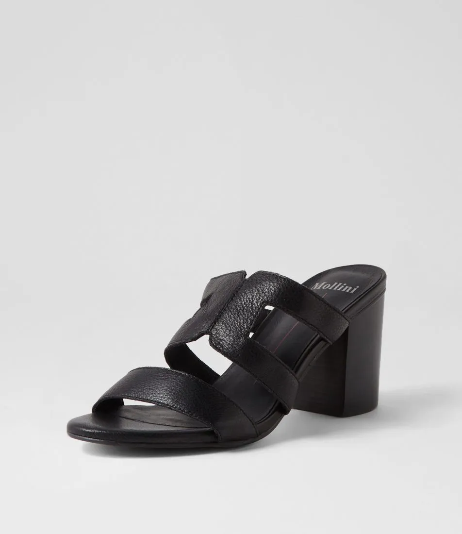 MOLLINI Arlar Black Leather Mules