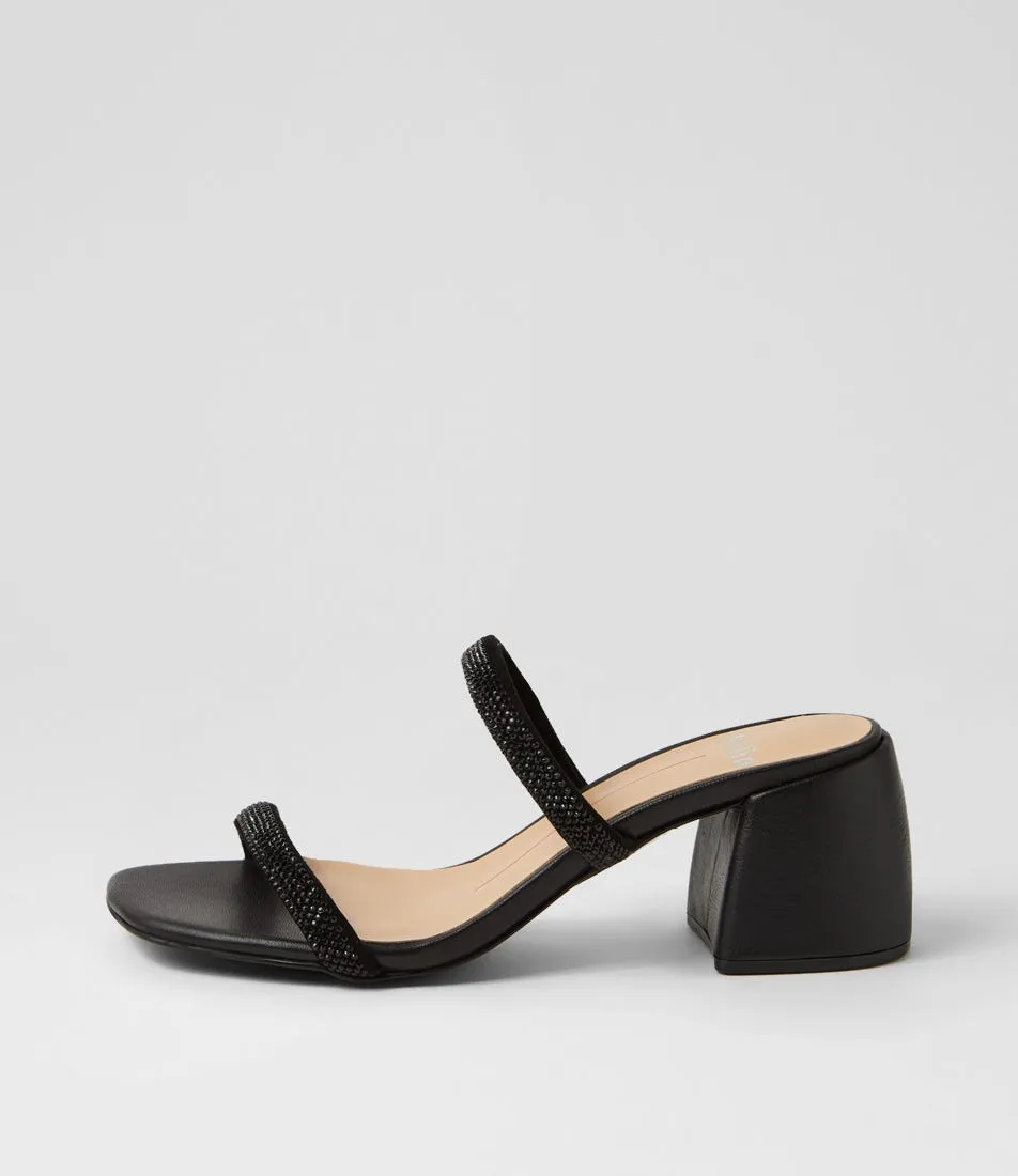 MOLLINI Bonnii Black Jewels Leather Mules