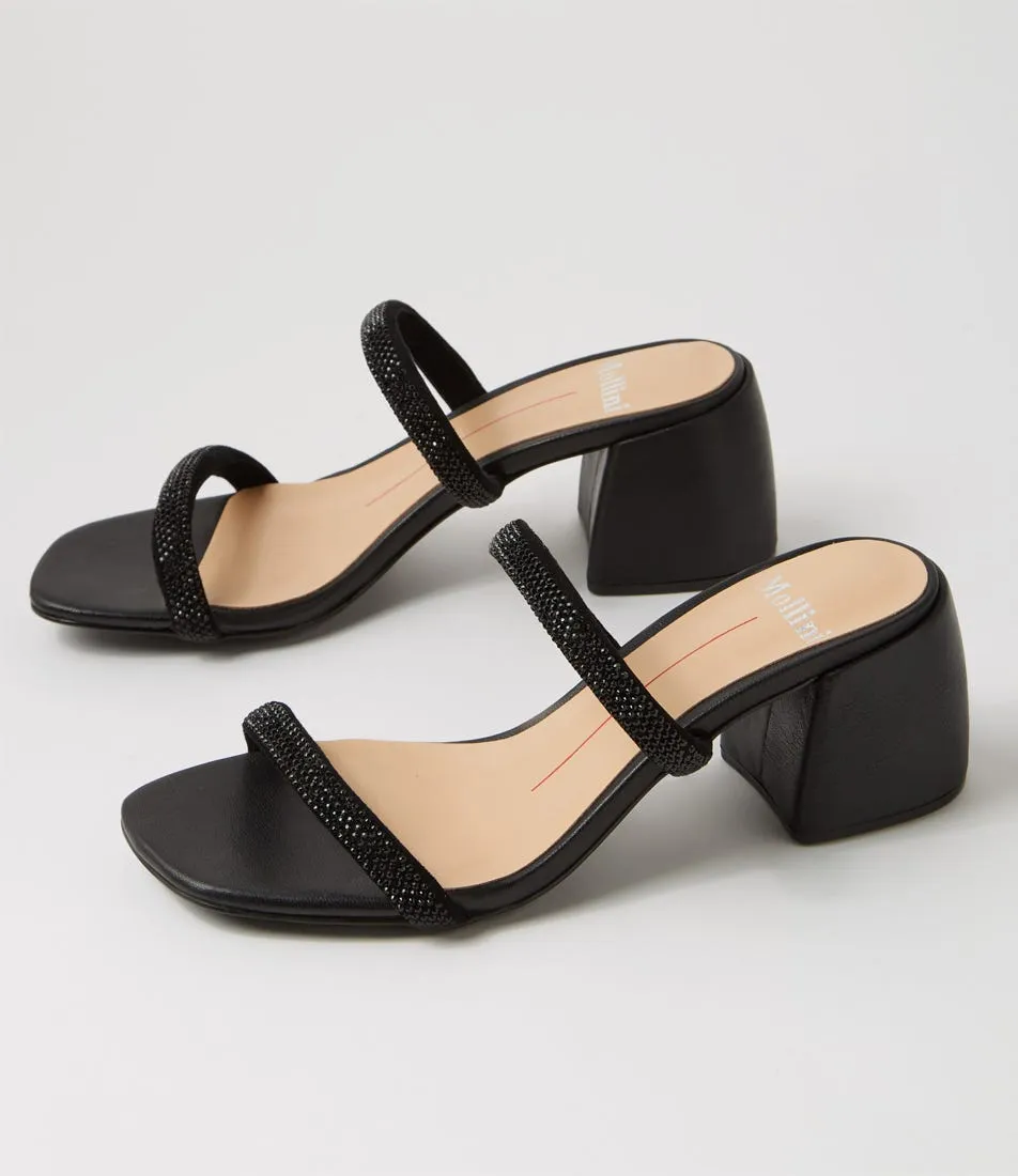 MOLLINI Bonnii Black Jewels Leather Mules