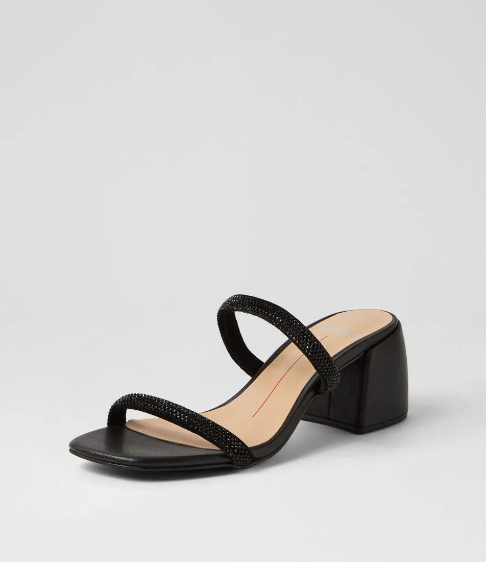 MOLLINI Bonnii Black Jewels Leather Mules