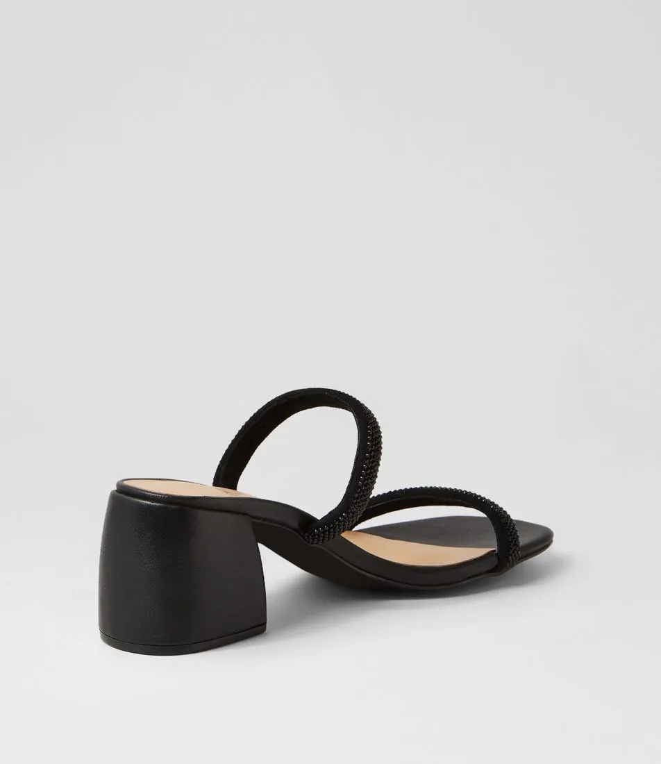 MOLLINI Bonnii Black Jewels Leather Mules