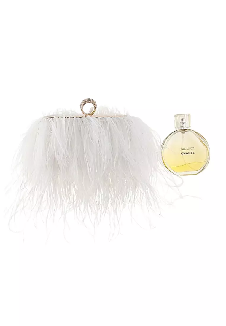 Mooclife Ostrich Feather Ring Buckle Chain Crossbody Shoulder Small Square Bag