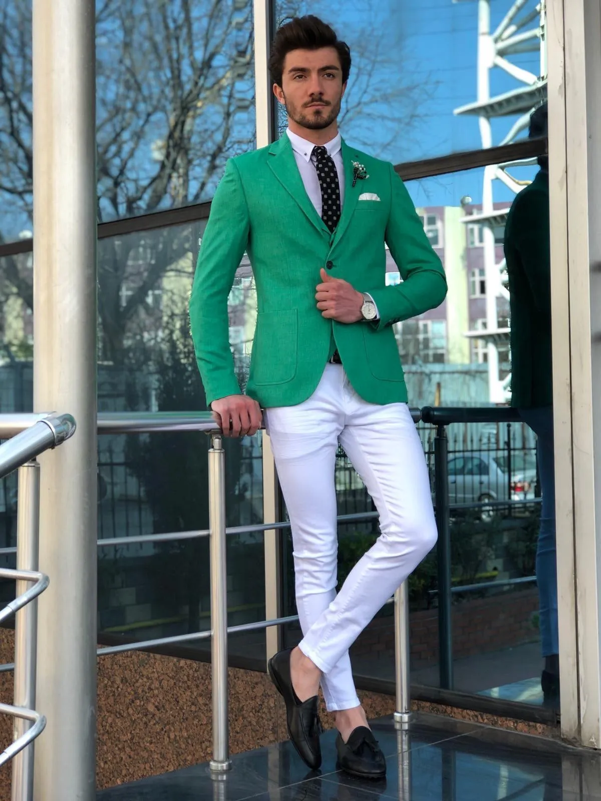 Multi Slim-Fit Suit Vest Green