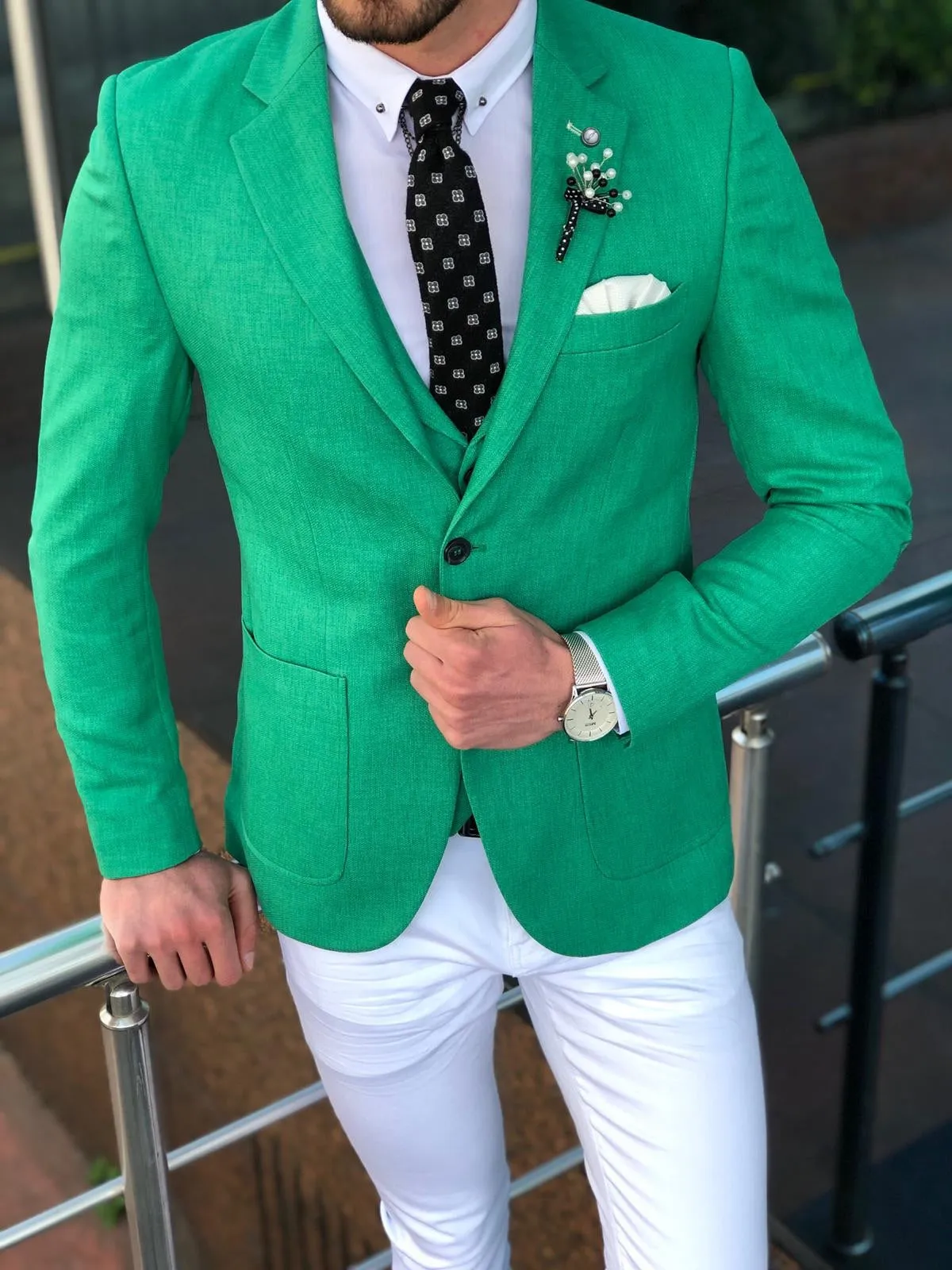 Multi Slim-Fit Suit Vest Green