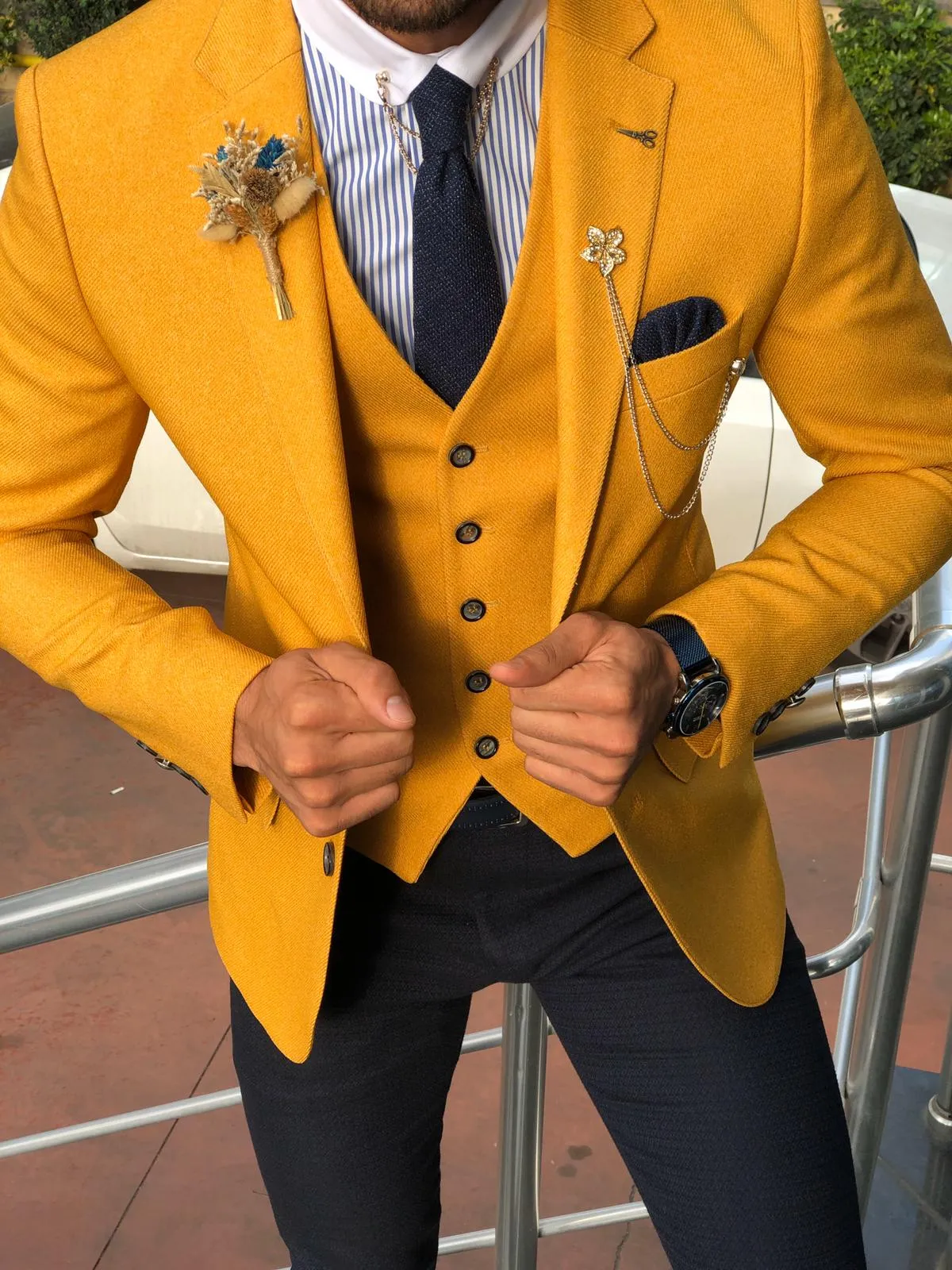 Multi Slim-Fit Suit Vest Mustard