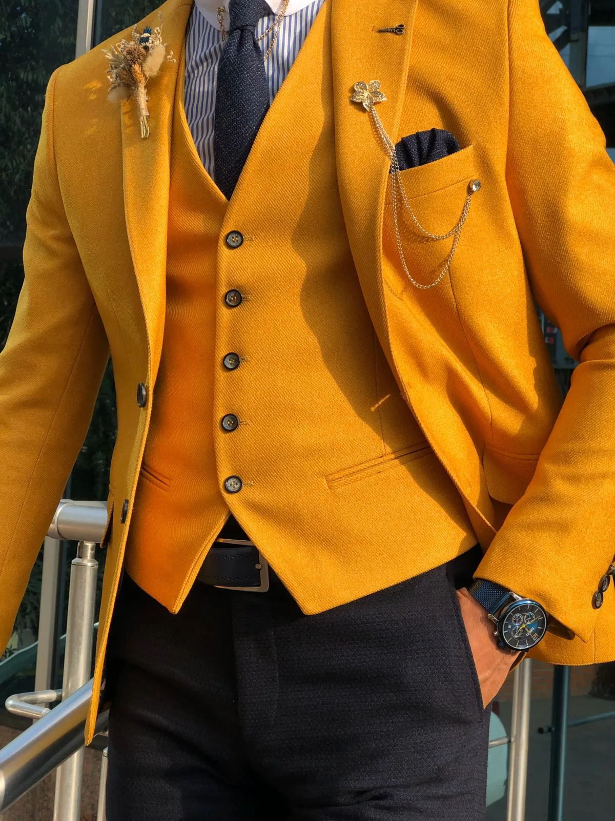 Multi Slim-Fit Suit Vest Mustard