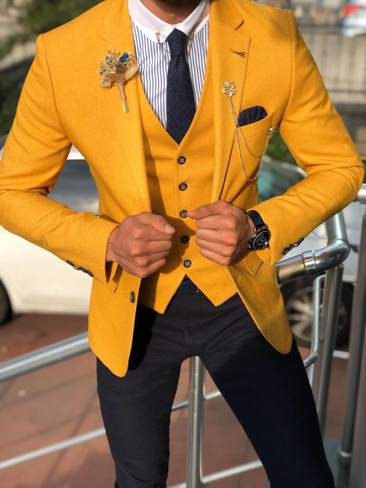 Multi Slim-Fit Suit Vest Mustard