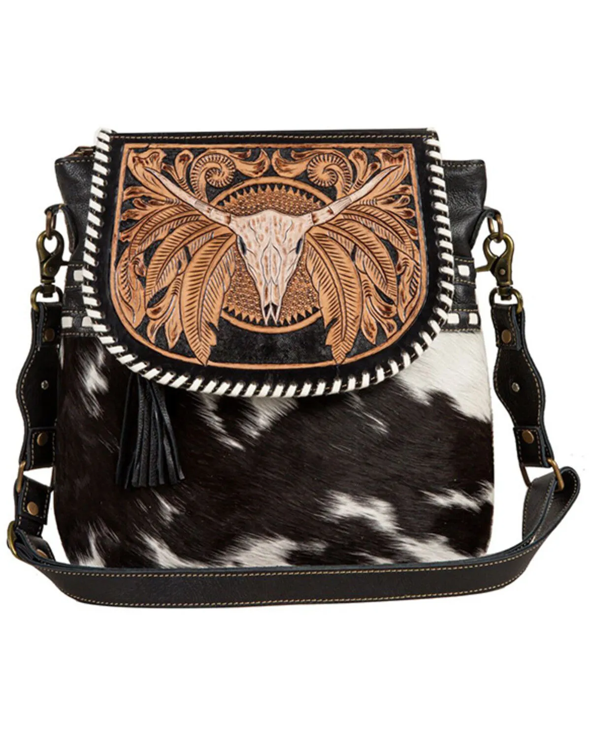 Myra Bag Women's Spirit of the Herd Hand Tooled Crossbody Bag