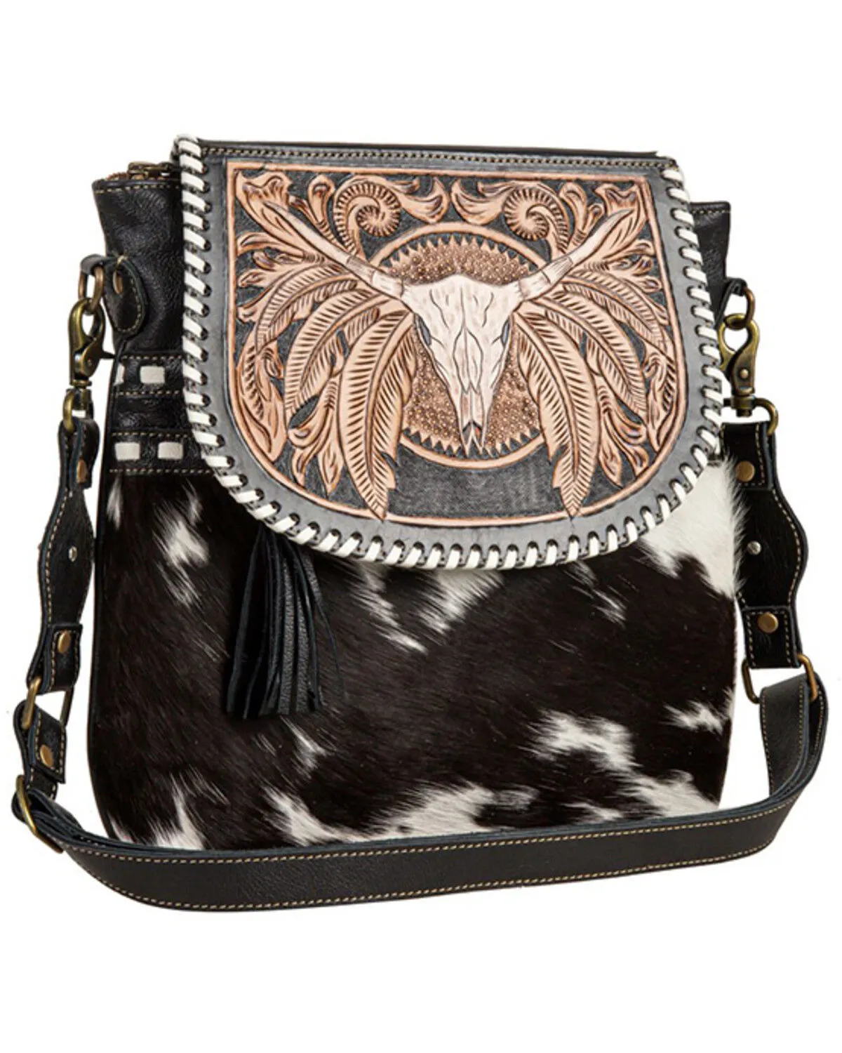 Myra Bag Women's Spirit of the Herd Hand Tooled Crossbody Bag