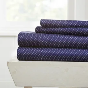 Navy Hearts 4-pc. King Sheet Set