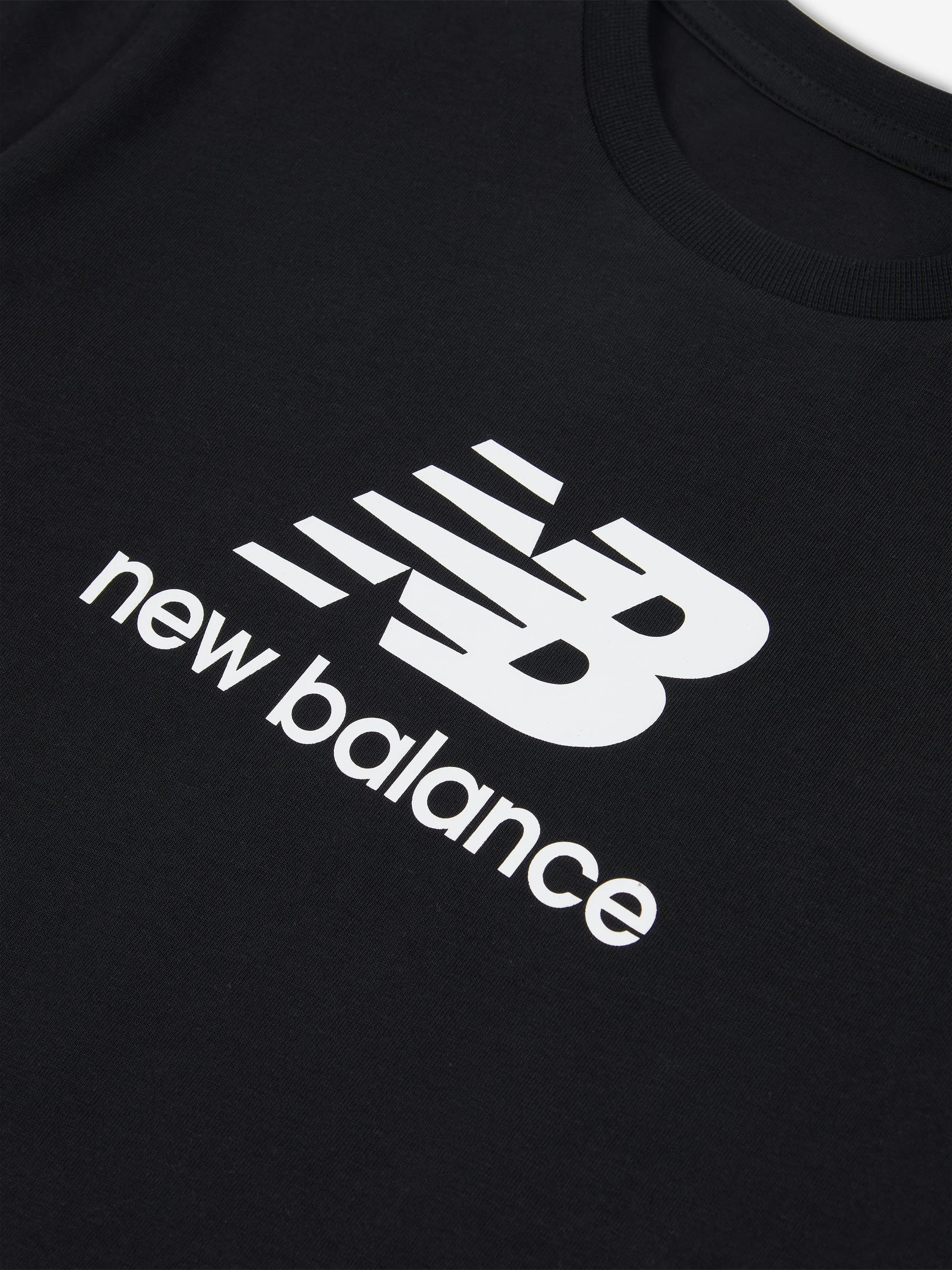 New Balance Boys Jersey Stacked Logo T-Shirt in Black