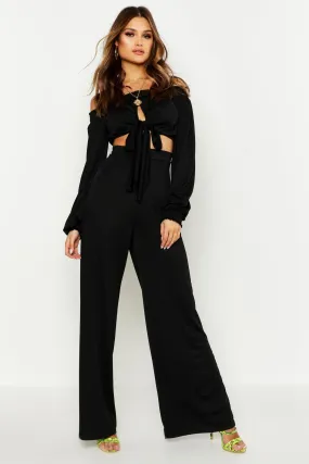 Off Shoulder Top & Wide Leg Pants Two-Piece