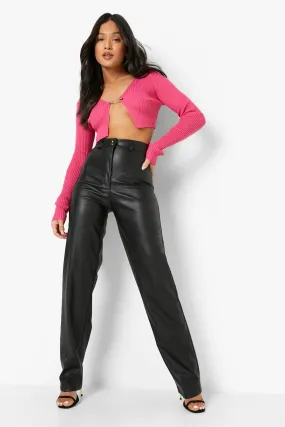 Petite Wide Leg Faux Leather Pants