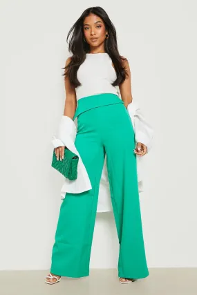 Petite Woven Asymmetric Wide Leg Pants