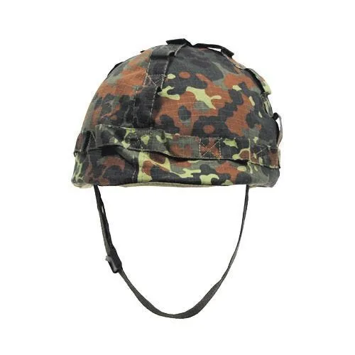 Plastic Helmet with Flecktarn Camo Cloth Cover