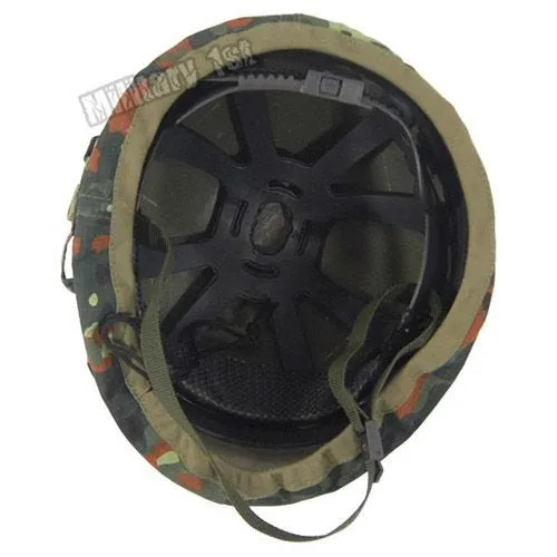 Plastic Helmet with Flecktarn Camo Cloth Cover