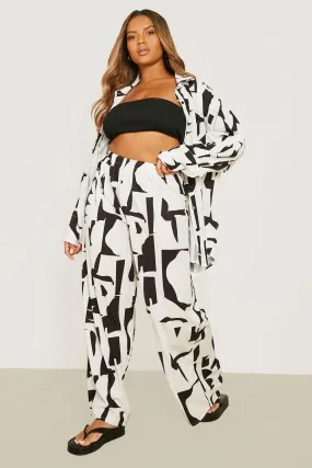 Plus Abstract Print Wide Leg Pants