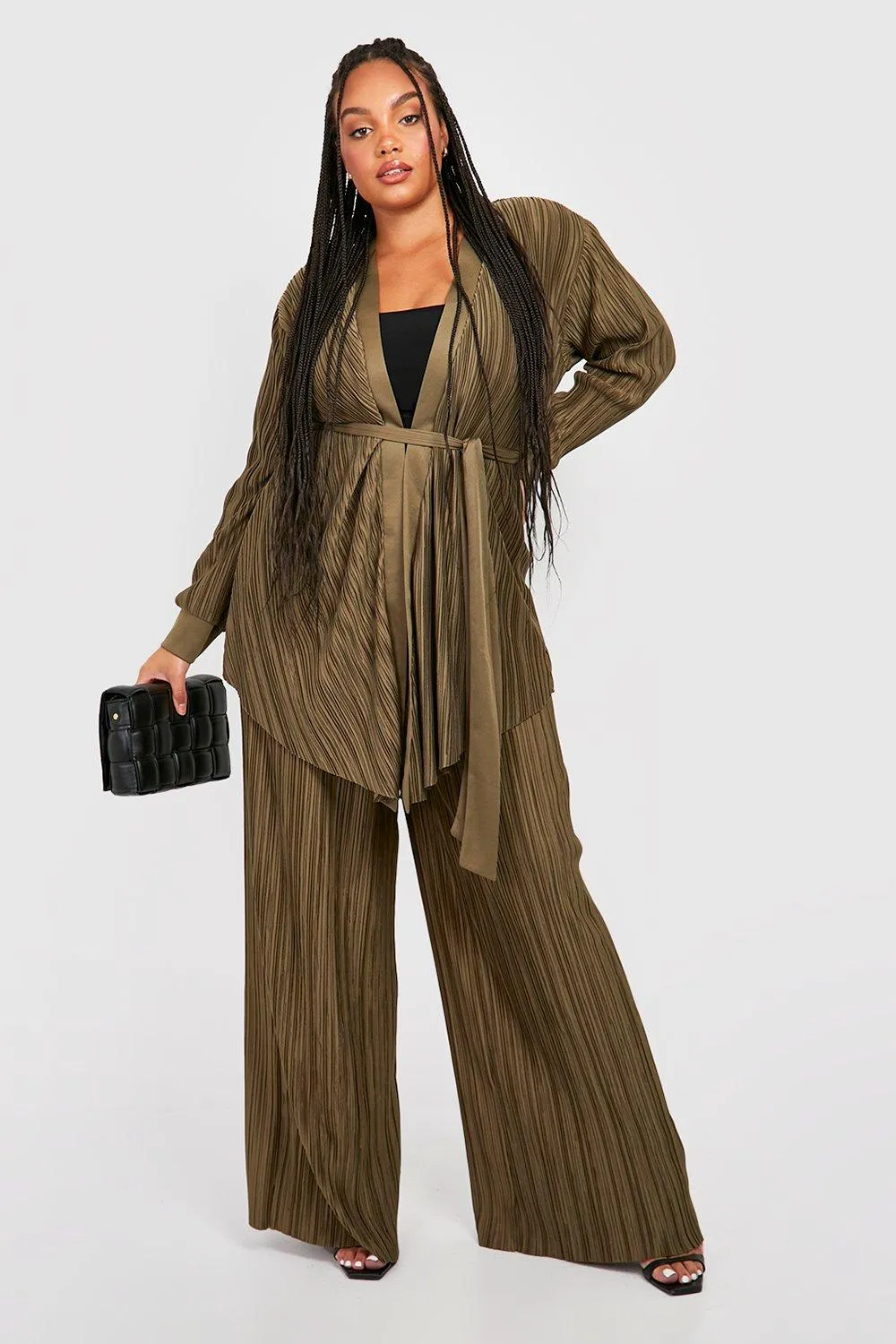 Plus Plisse Wide Leg Pants