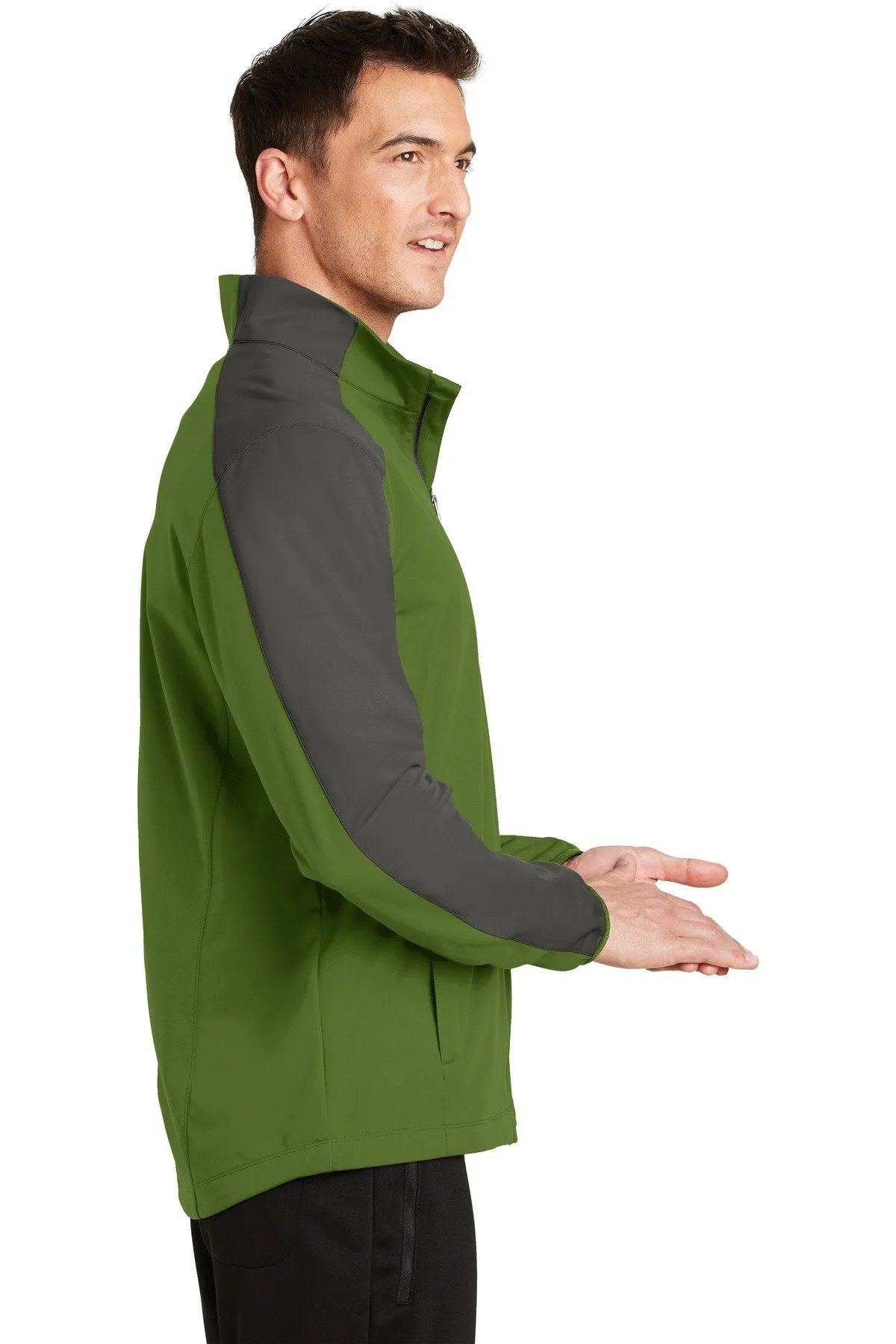 Port Authority Active Colorblock Soft Shell Jacket J718 Garden Green/ Grey Steel