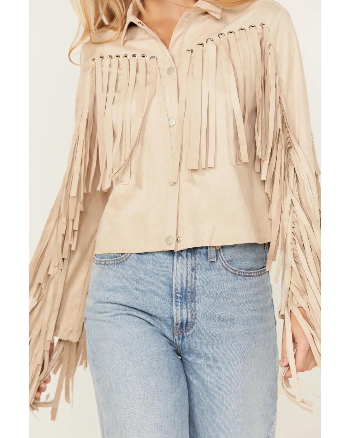 Product Name:  Blue B Women's Grommet Faux Suede Fringe Jacket