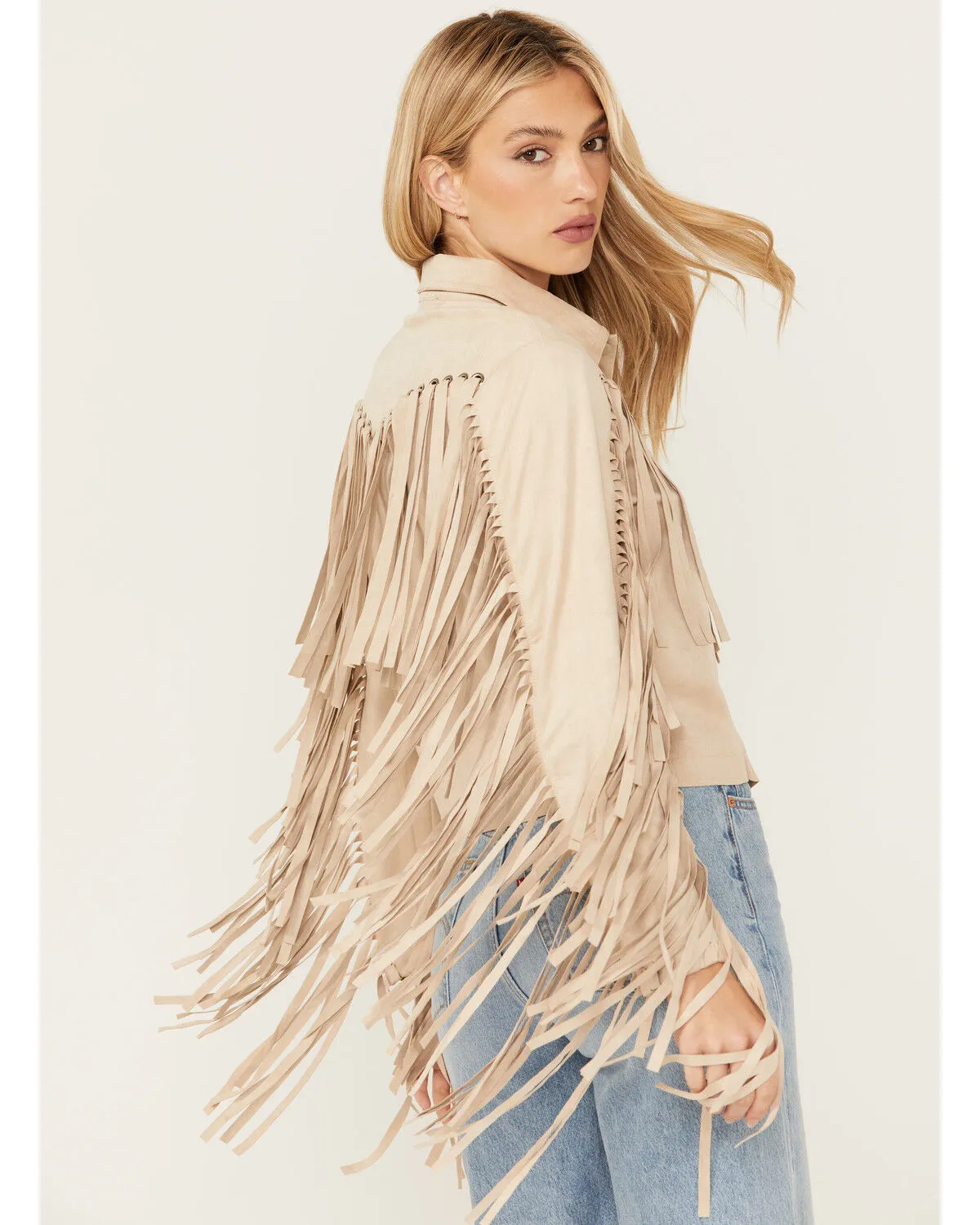 Product Name:  Blue B Women's Grommet Faux Suede Fringe Jacket