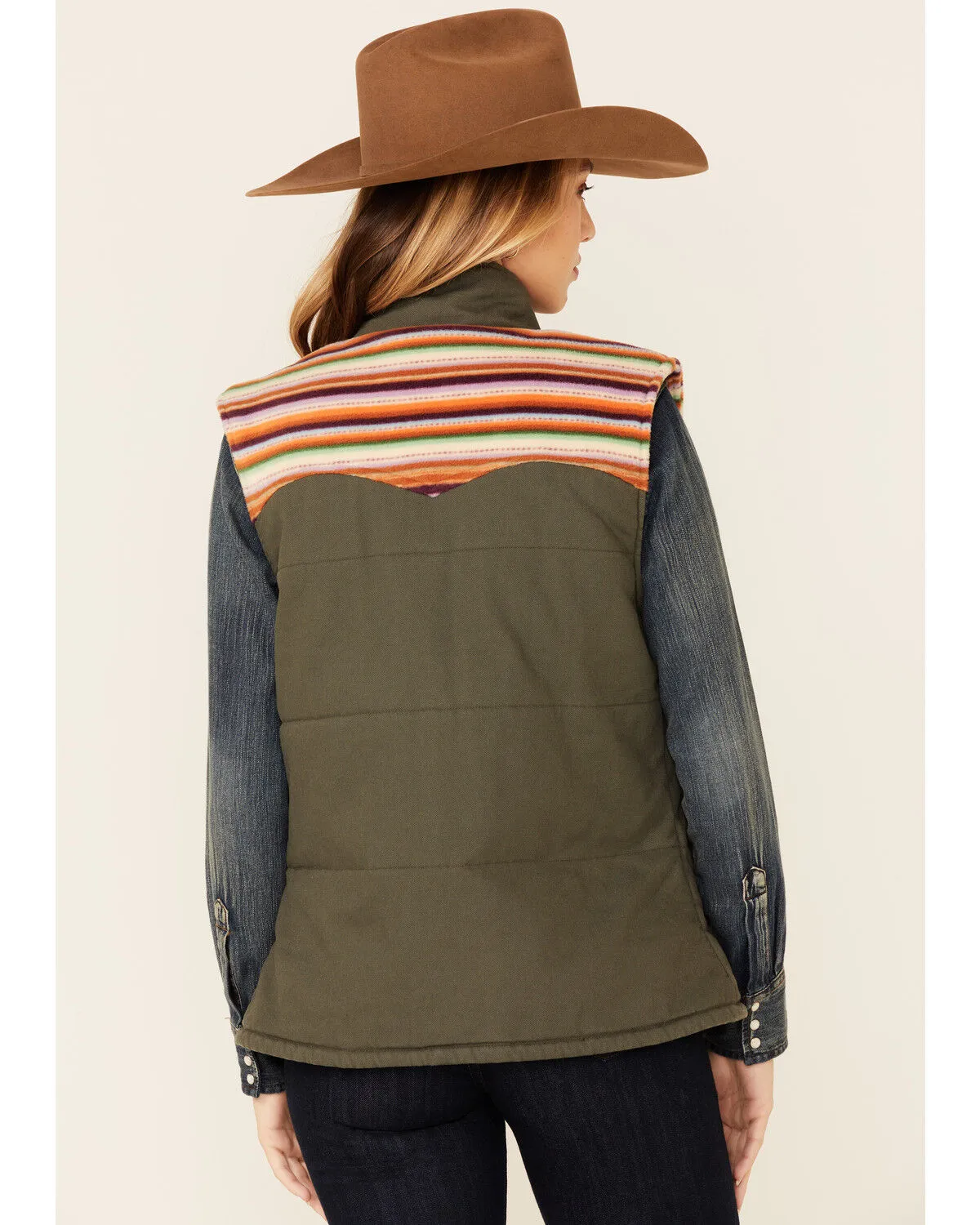 Product Name:  Hooey Women's Green Serape Yoke Button Vest