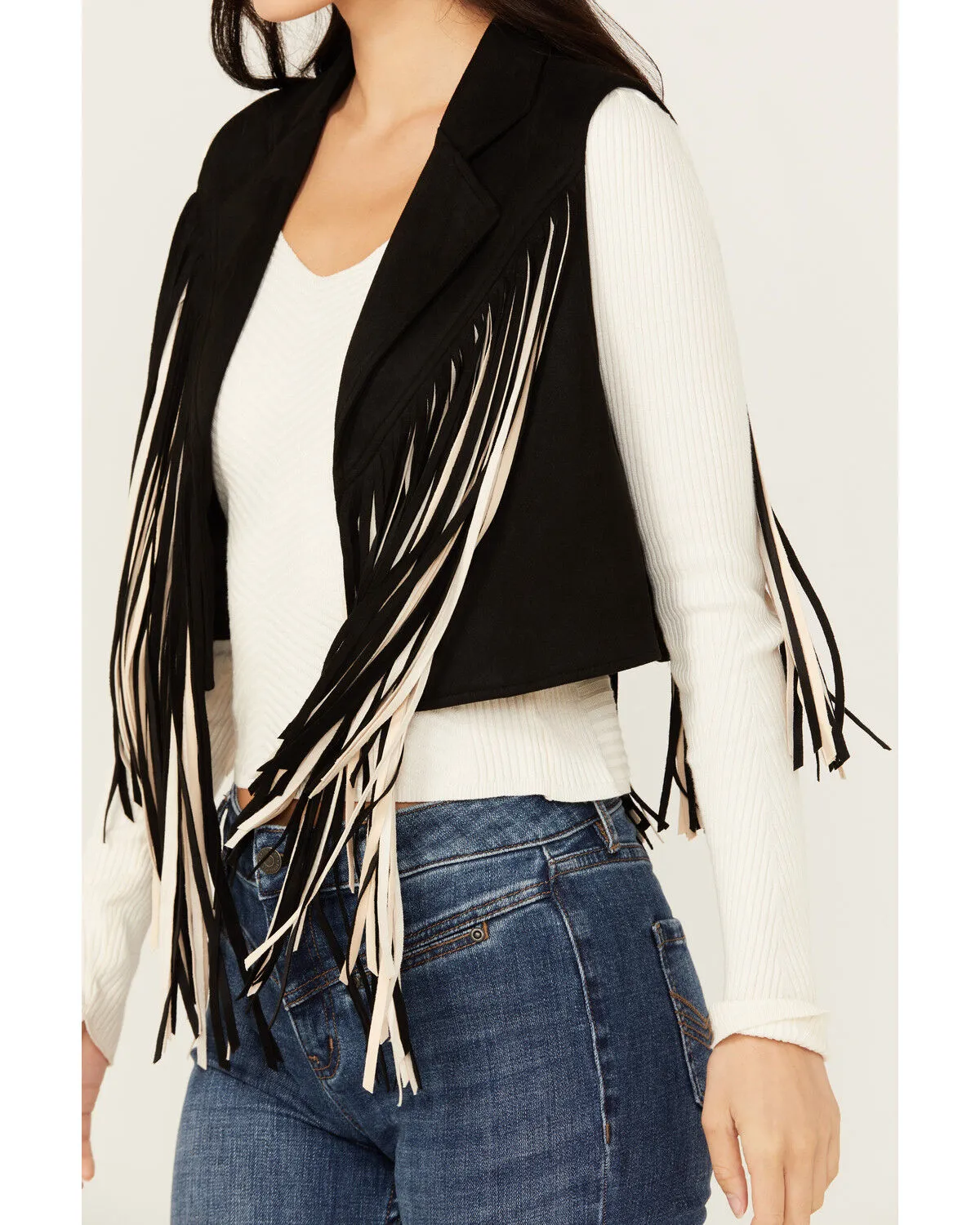 Product Name:  Saints & Hearts Women's Contrast Fringe Faux Suede Vest