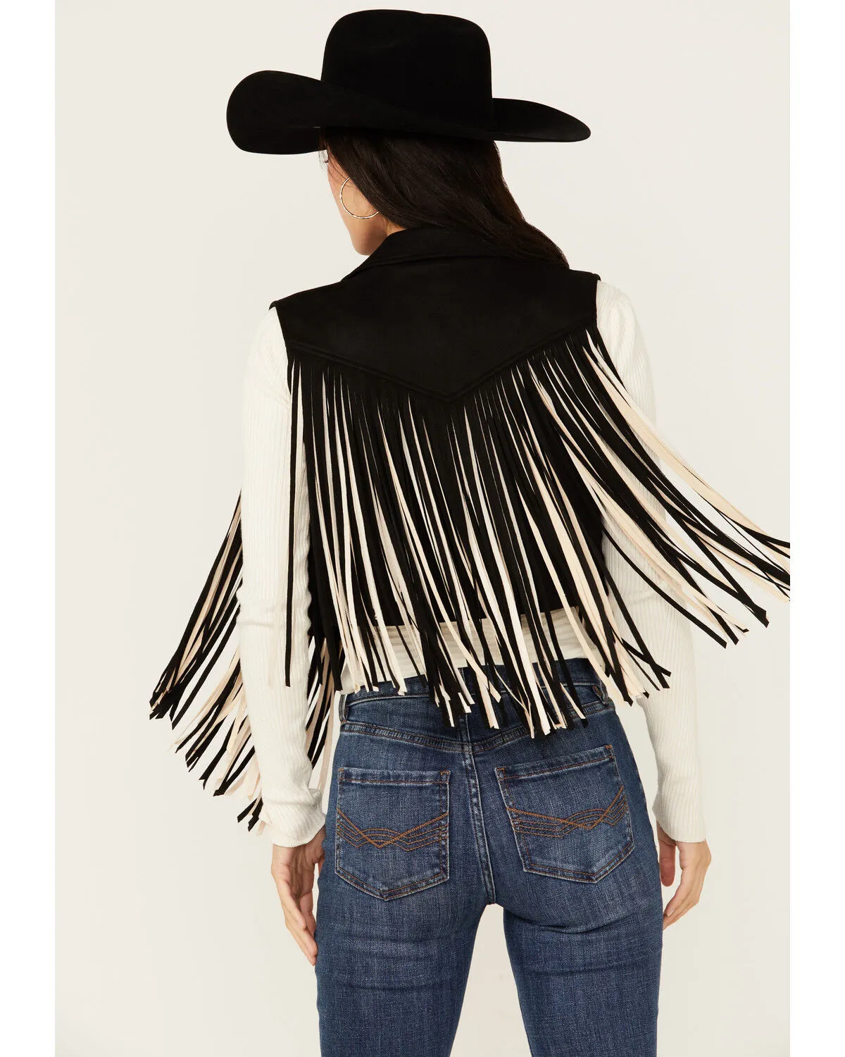 Product Name:  Saints & Hearts Women's Contrast Fringe Faux Suede Vest