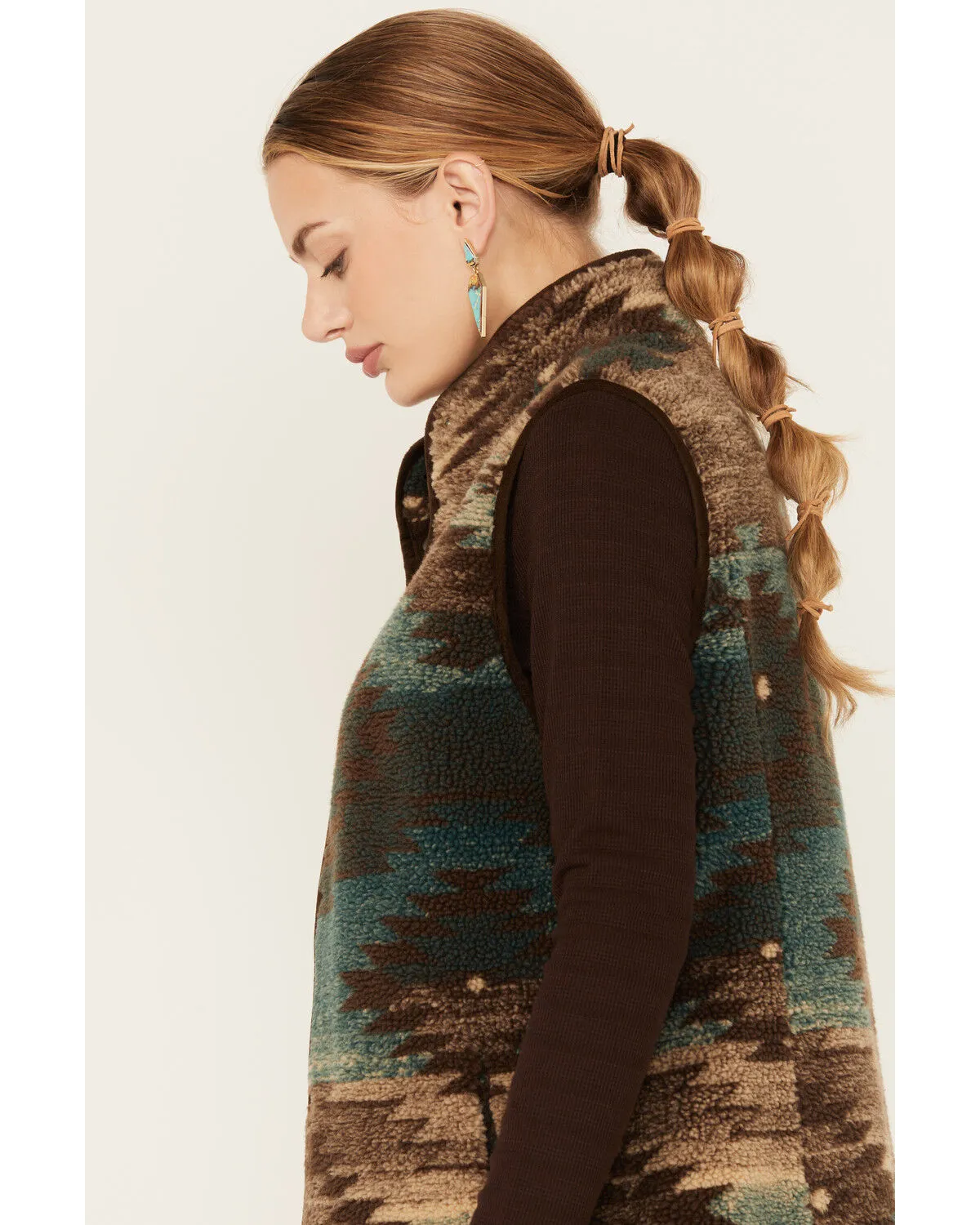 Product Name:  Tasha Polizzi Women's Southwestern Print Sherpa Blanket Nepal Vest