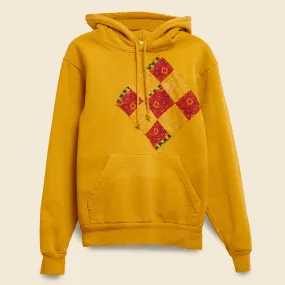 Quilt Patch Hoodie (Front Patch - Red Bandana) - Gold