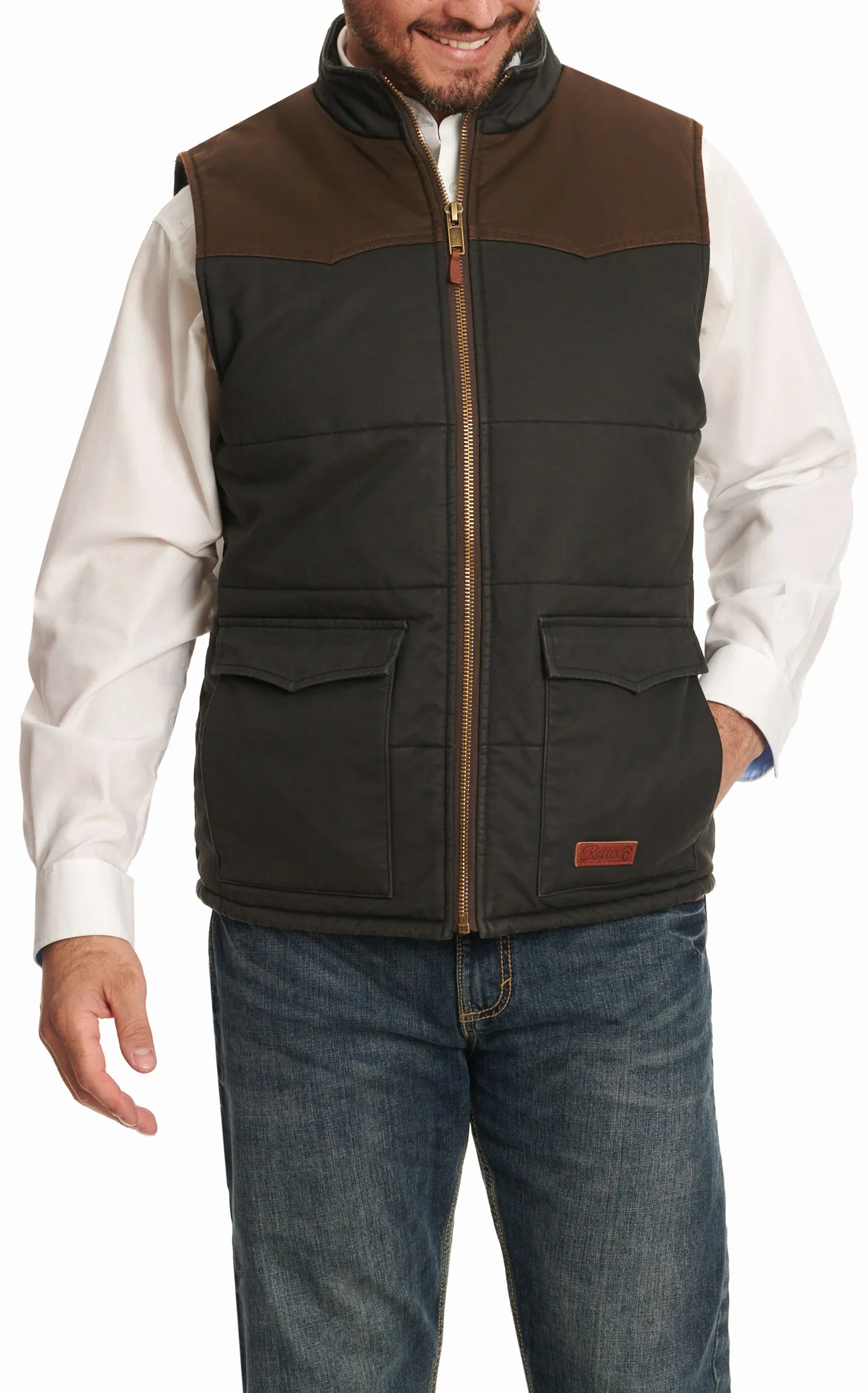 Rafter C Men's Two-Toned Hickory & Walnut Puff Western Vest