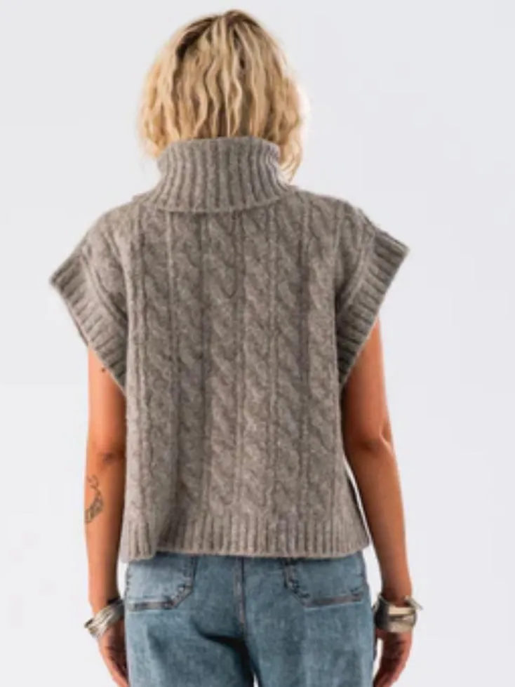 Sacs of Ashbourne   Lolly's Laundry Fresno Knit Vest-Dark Grey Melange