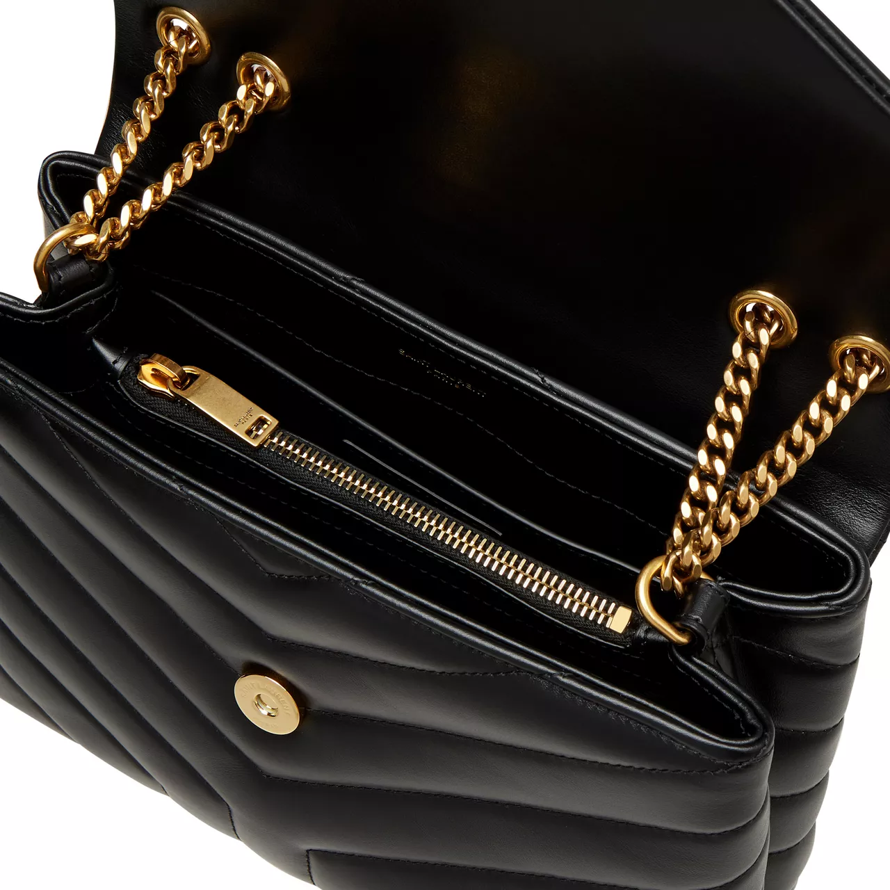 SAINT LAURENT Lou Lou Small Quilted Leather Shoulder Bag - BLACK