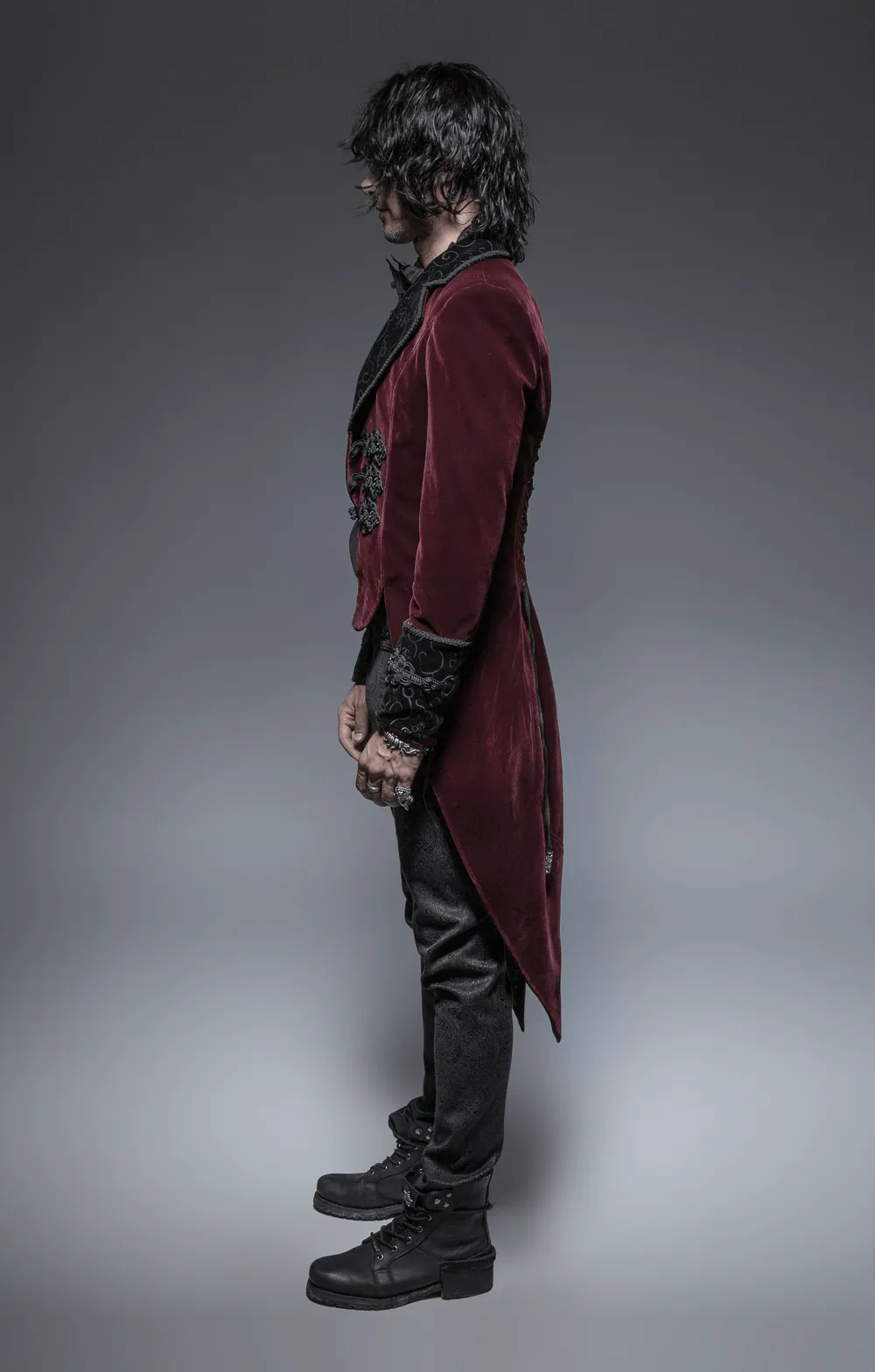 SALE of Wine Red Gothic Jacket with Classical Tailcoat Design - UK