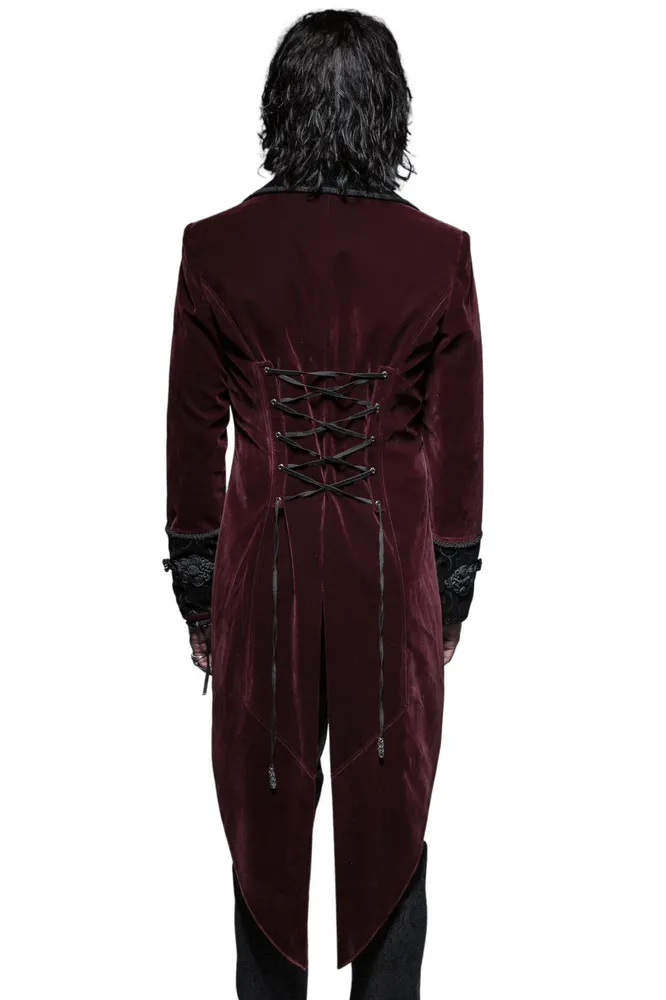 SALE of Wine Red Gothic Jacket with Classical Tailcoat Design - UK