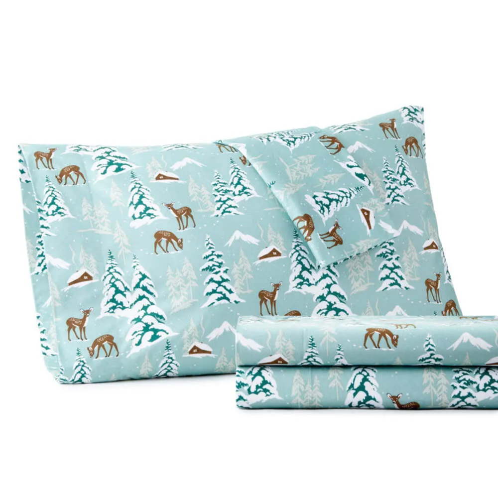 Shavel Micro Flannel Printed Deep-Pocket Sheet Set - Full