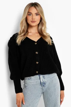 Shoulder Pad Cropped Cardigan