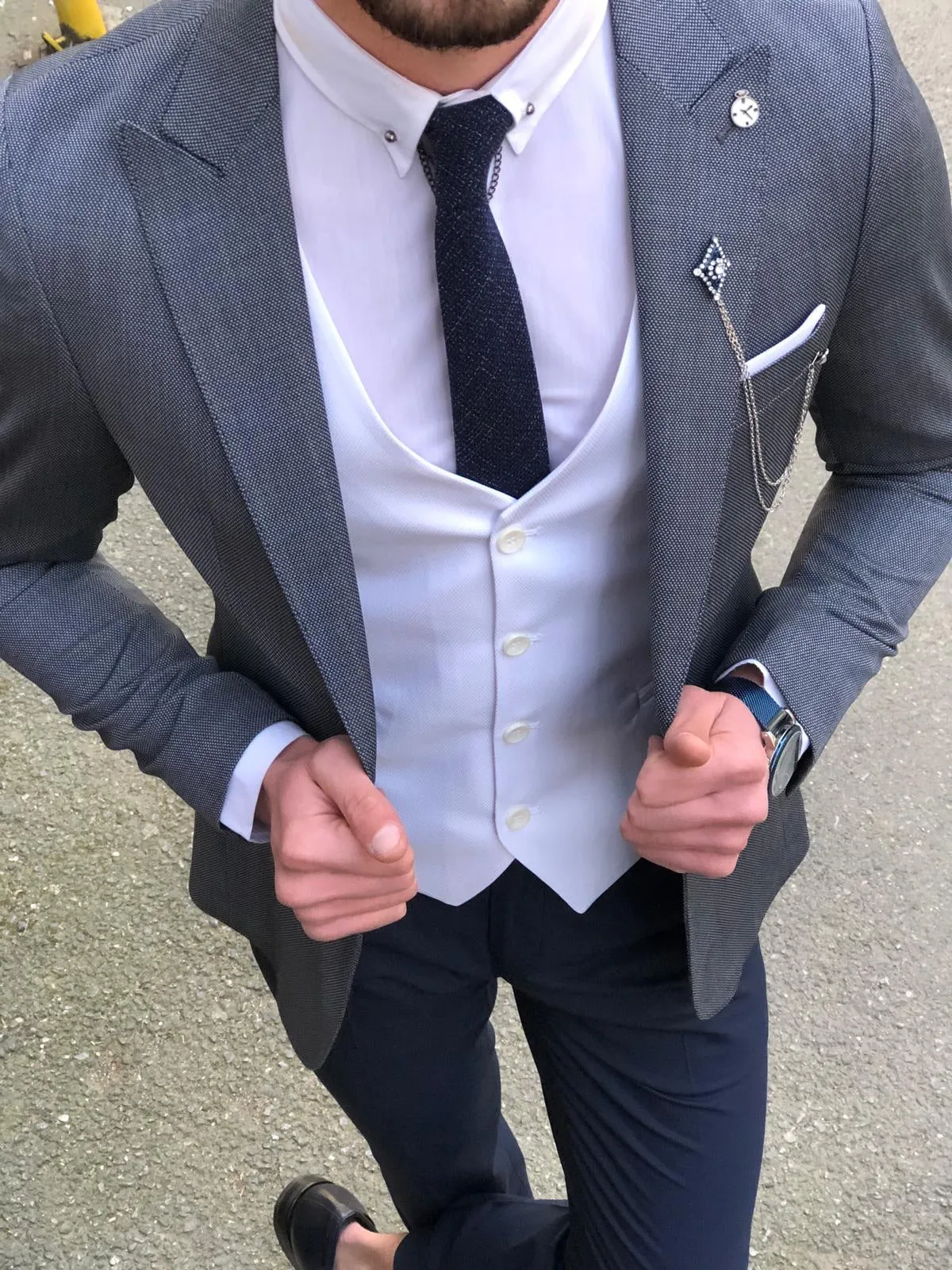 Slim-Fit  Suit Vest Dark Blue