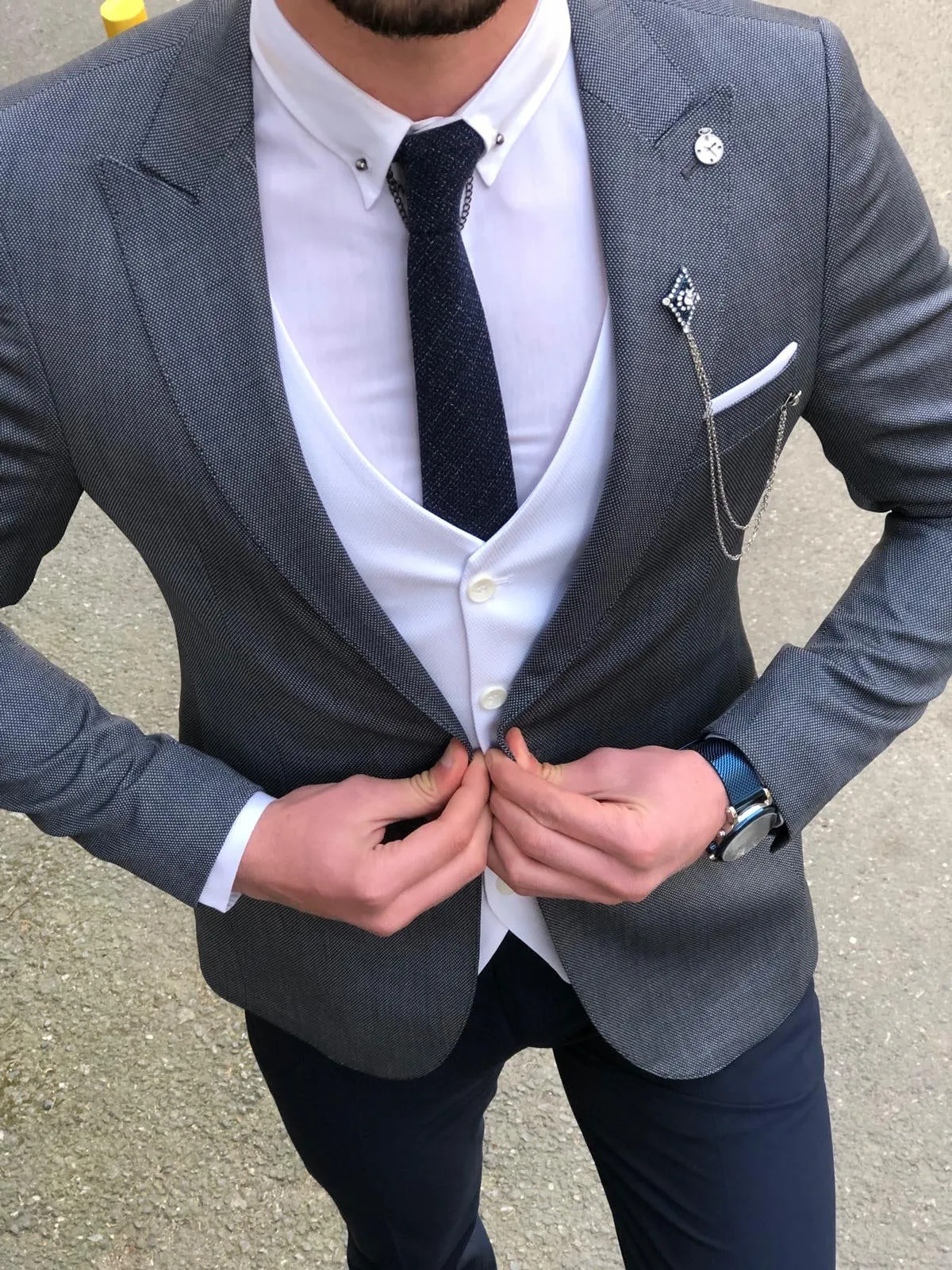 Slim-Fit  Suit Vest Dark Blue