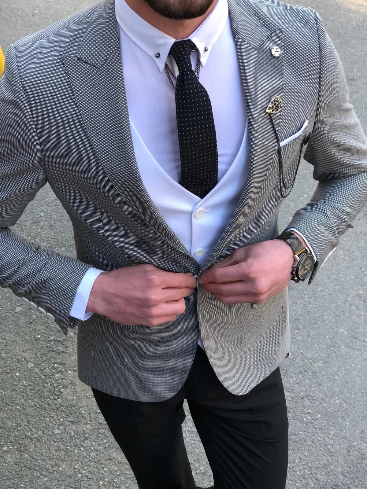 Slim-Fit  Suit Vest Gray