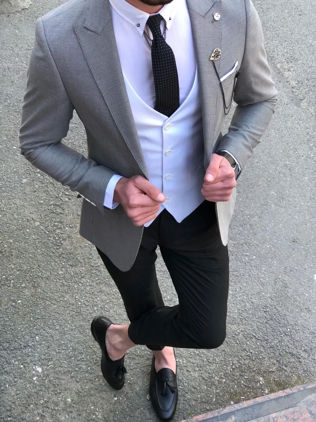 Slim-Fit  Suit Vest Gray