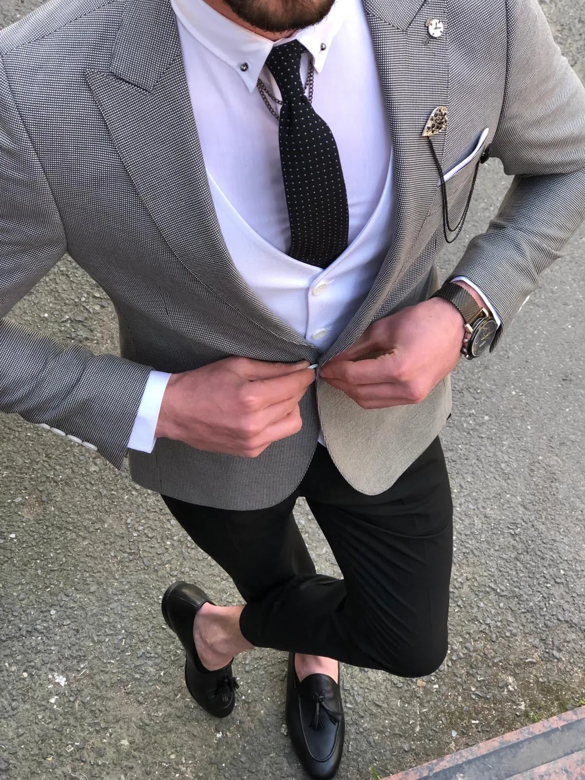 Slim-Fit  Suit Vest Gray