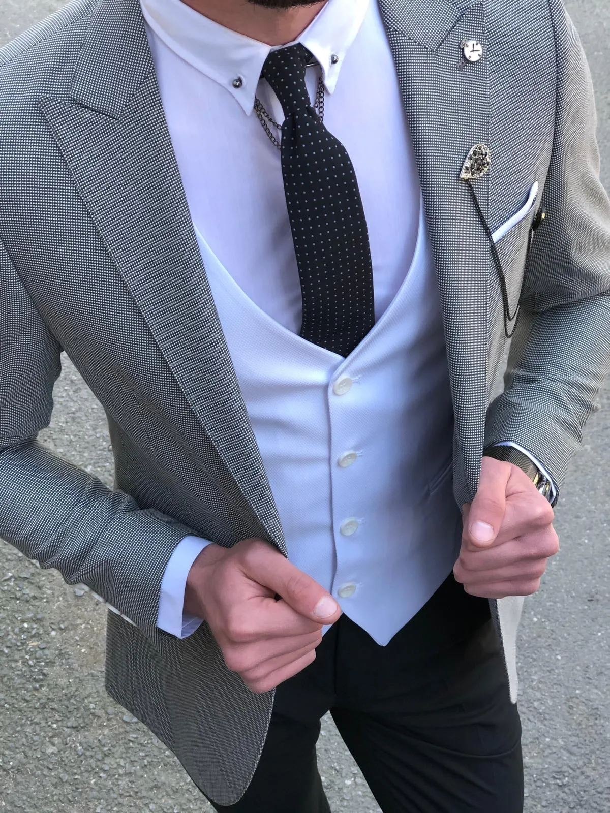 Slim-Fit  Suit Vest Gray